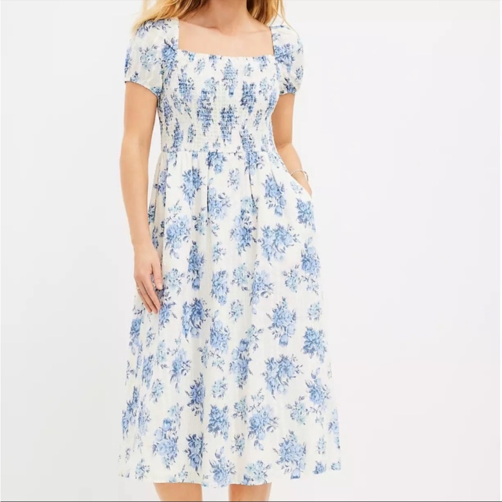 Floral Smocked Puff Sleeve Dress